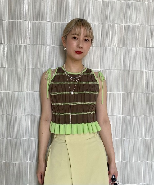 Ameri（アメリ）の「MEDI PURIPURI SHORT KNIT TOP（Tシャツ