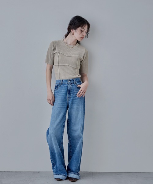 etoll.（エトル）の「ミックスニットビスチェライクプルオーバー（ニット/セーター・レディース・ベージュ/グリーン/ブラウン/ブラック・FREE）」の6枚目の写真