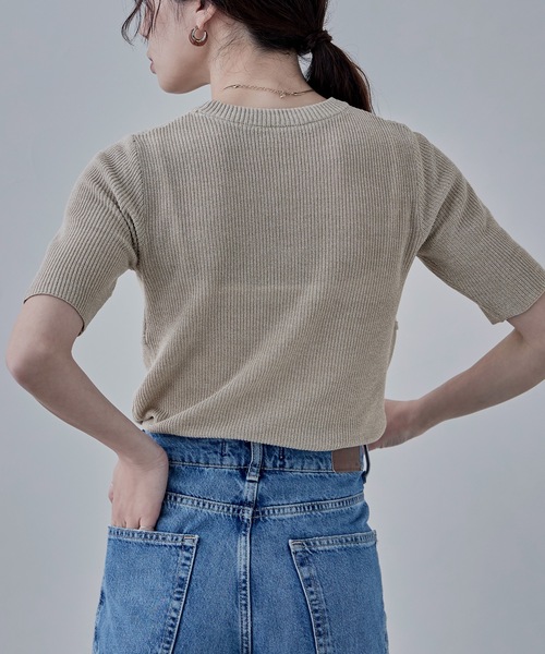 etoll.（エトル）の「ミックスニットビスチェライクプルオーバー（ニット/セーター・レディース・ベージュ/グリーン/ブラウン/ブラック・FREE）」の9枚目の写真