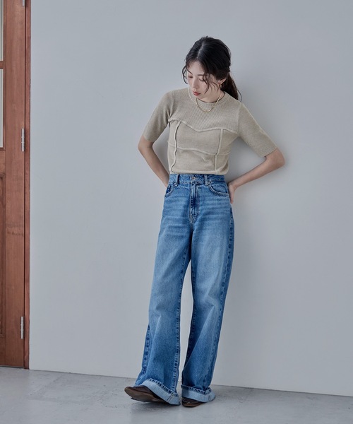 etoll.（エトル）の「ミックスニットビスチェライクプルオーバー（ニット/セーター・レディース・ベージュ/グリーン/ブラウン/ブラック・FREE）」の11枚目の写真