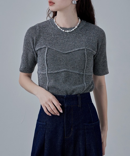 etoll.（エトル）の「ミックスニットビスチェライクプルオーバー（ニット/セーター・レディース・ベージュ/グリーン/ブラウン/ブラック・FREE）」の12枚目の写真