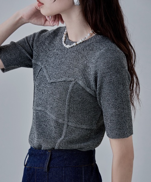 etoll.（エトル）の「ミックスニットビスチェライクプルオーバー（ニット/セーター・レディース・ベージュ/グリーン/ブラウン/ブラック・FREE）」の13枚目の写真