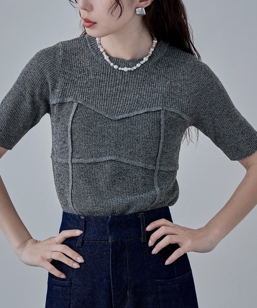 etoll.（エトル）の「ミックスニットビスチェライクプルオーバー（ニット/セーター・レディース・ベージュ/グリーン/ブラウン/ブラック・FREE）」の17枚目の写真