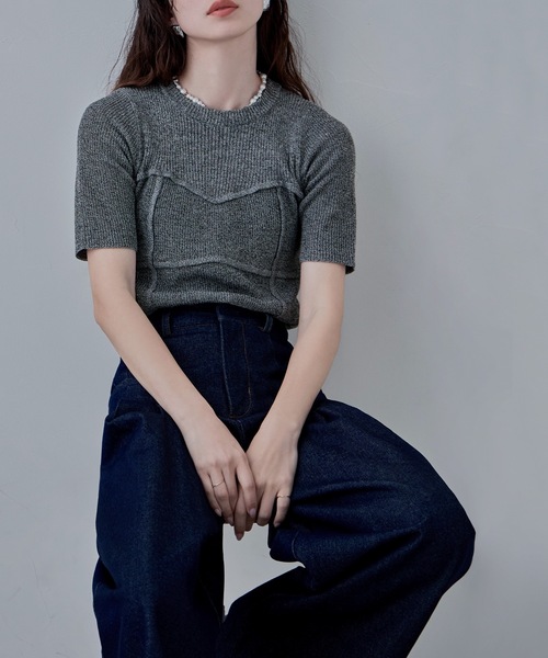 etoll.（エトル）の「ミックスニットビスチェライクプルオーバー（ニット/セーター・レディース・ベージュ/グリーン/ブラウン/ブラック・FREE）」の18枚目の写真