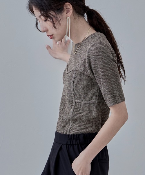 etoll.（エトル）の「ミックスニットビスチェライクプルオーバー（ニット/セーター・レディース・ベージュ/グリーン/ブラウン/ブラック・FREE）」の20枚目の写真
