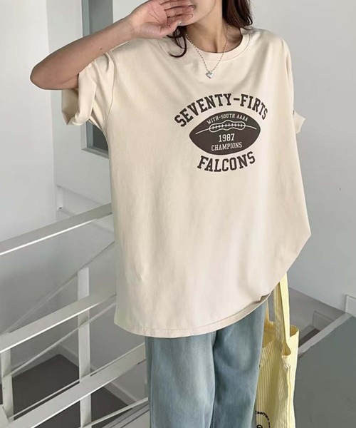 aimoha(アイモハ)の「レトロプリントTシャツ (SS)(Tシャツ/カットソー・レディース・ホワイト/ベージュ/ブラック/グリーン/チョコ・FREE)」の5枚目の写真