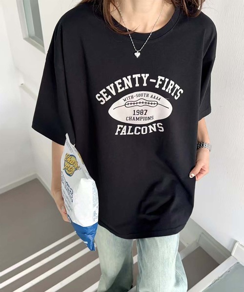 aimoha(アイモハ)の「レトロプリントTシャツ (SS)(Tシャツ/カットソー・レディース・ホワイト/ベージュ/ブラック/グリーン/チョコ・FREE)」の1枚目の写真