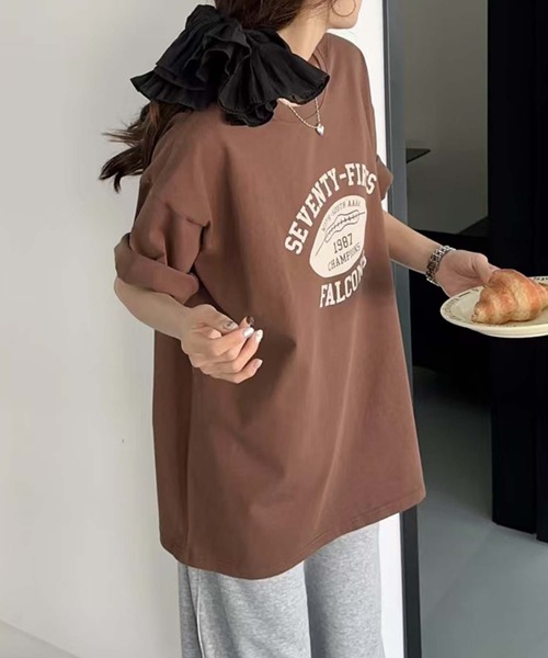aimoha(アイモハ)の「レトロプリントTシャツ (SS)(Tシャツ/カットソー・レディース・ホワイト/ベージュ/ブラック/グリーン/チョコ・FREE)」の9枚目の写真