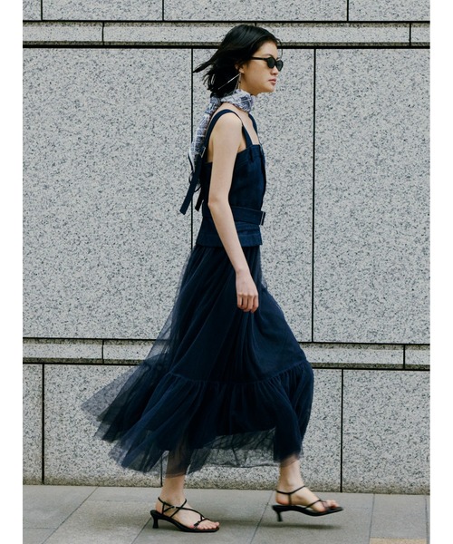 セール】【FRAY I.D｜Dickies】チュールコンビジャンパードレス