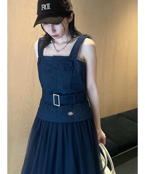 FRAY I.D｜Dickies】チュールコンビジャンパードレス（ワンピース