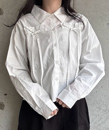 クロップド丈リボンブラウス