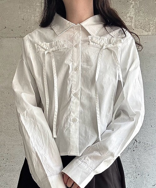 merrylatte（メリーラテ）の「クロップド丈リボンブラウス（シャツ/ブラウス・レディース・ホワイト・FREE）」の13枚目の写真