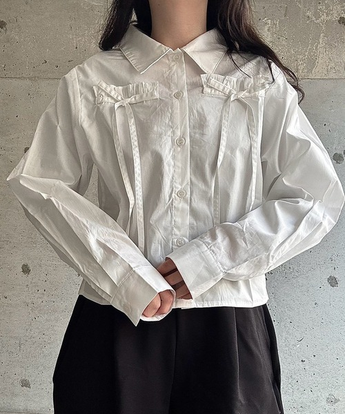 merrylatte（メリーラテ）の「クロップド丈リボンブラウス（シャツ/ブラウス・レディース・ホワイト・FREE）」の17枚目の写真