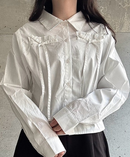 merrylatte（メリーラテ）の「クロップド丈リボンブラウス（シャツ/ブラウス・レディース・ホワイト・FREE）」の18枚目の写真