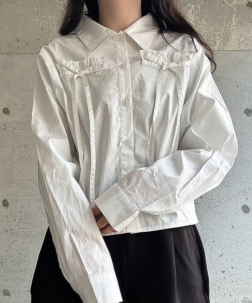 merrylatte（メリーラテ）の「クロップド丈リボンブラウス（シャツ/ブラウス・レディース・ホワイト・FREE）」の19枚目の写真