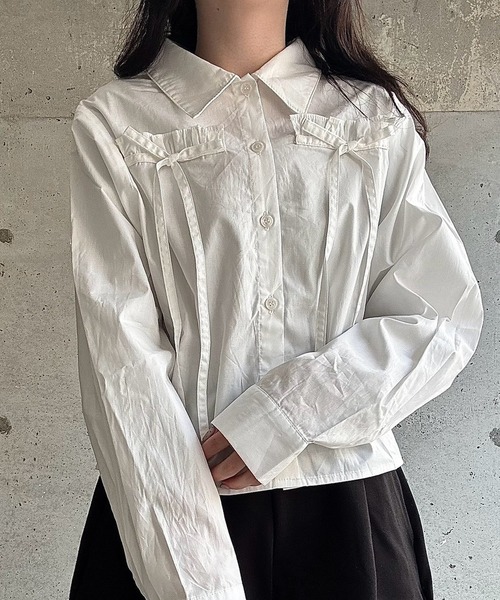 merrylatte（メリーラテ）の「クロップド丈リボンブラウス（シャツ/ブラウス・レディース・ホワイト・FREE）」の20枚目の写真
