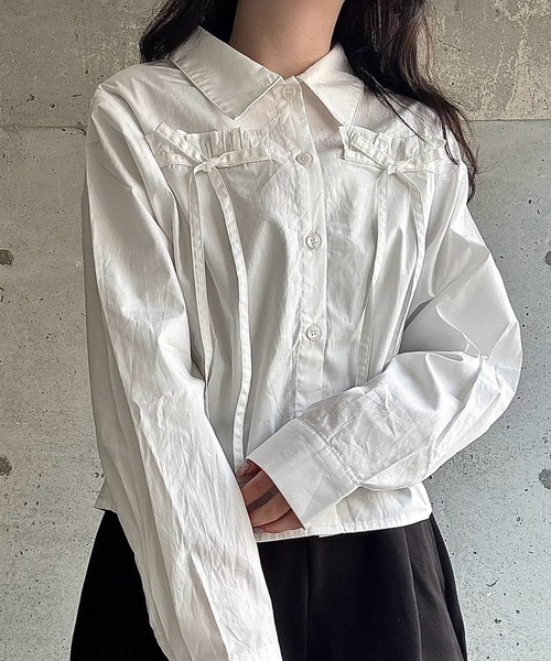 merrylatte（メリーラテ）の「クロップド丈リボンブラウス（シャツ/ブラウス・レディース・ホワイト・FREE）」の21枚目の写真