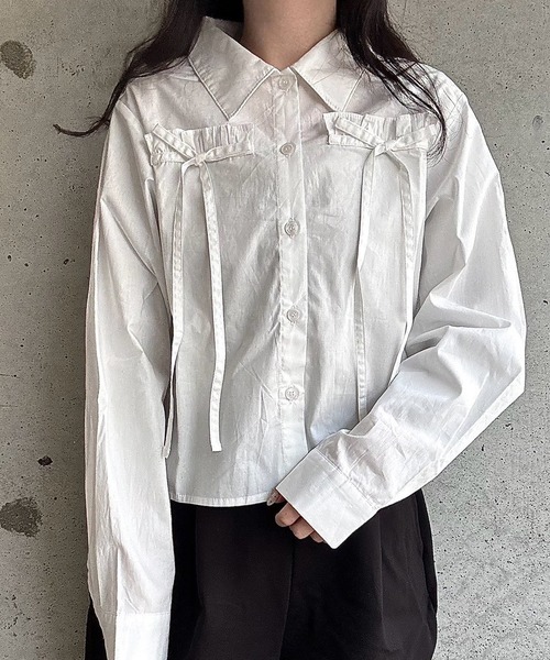 merrylatte（メリーラテ）の「クロップド丈リボンブラウス（シャツ/ブラウス・レディース・ホワイト・FREE）」の22枚目の写真