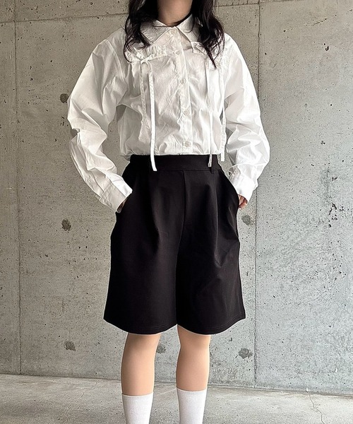 merrylatte（メリーラテ）の「クロップド丈リボンブラウス（シャツ/ブラウス・レディース・ホワイト・FREE）」の2枚目の写真