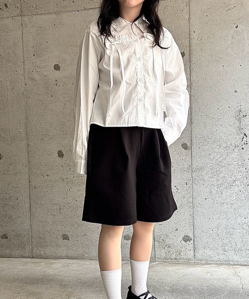 merrylatte（メリーラテ）の「クロップド丈リボンブラウス（シャツ/ブラウス・レディース・ホワイト・FREE）」の6枚目の写真