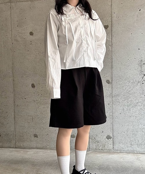 merrylatte（メリーラテ）の「クロップド丈リボンブラウス（シャツ/ブラウス・レディース・ホワイト・FREE）」の7枚目の写真