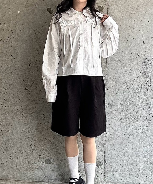 merrylatte（メリーラテ）の「クロップド丈リボンブラウス（シャツ/ブラウス・レディース・ホワイト・FREE）」の10枚目の写真