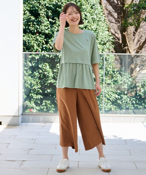 Arnold Palmer（アーノルドパーマー）の「レイヤードスリーブ チュニック（チュニック・レディース・モスグリーン/ブラック/ライトベージュ・L/M/S）」の15枚目の写真