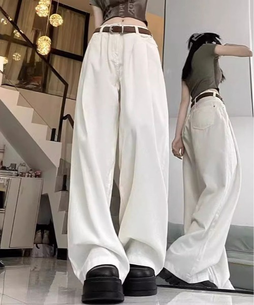 ◎新品未使用　ハイウェストワイドデニムパンツ　（uncrave WHITE） uncrave ジーンズ デニム デニムパンツ パンツ（uncrave WHITE