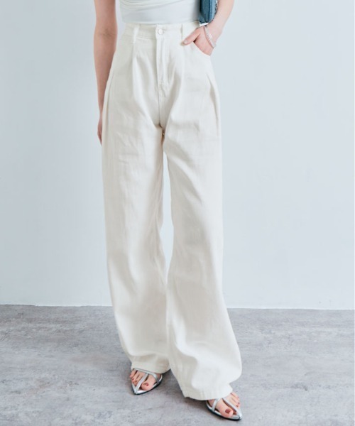 kirakiraShop(キラキラショップ)の「ハイウエスト ワイドレッグ デニムパンツ(デニムパンツ・レディース・ホワイト・S/M/L)」の19枚目の写真