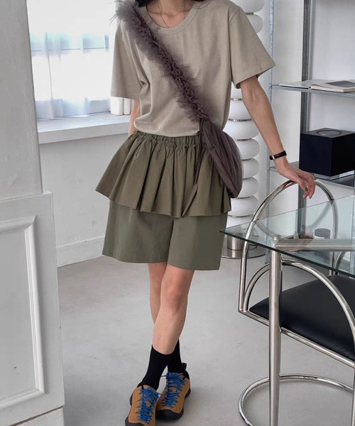 フリルラップレイヤード ショートパンツ TINA：JOJUN レイヤード