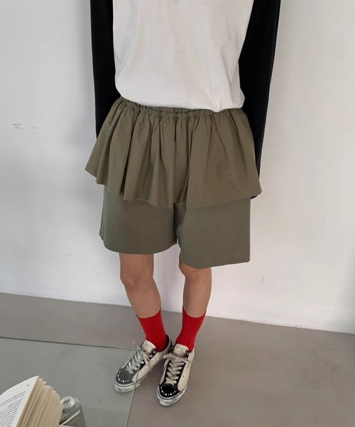 フリルウエストレイヤードショートパンツ/ハーフパンツ（その他