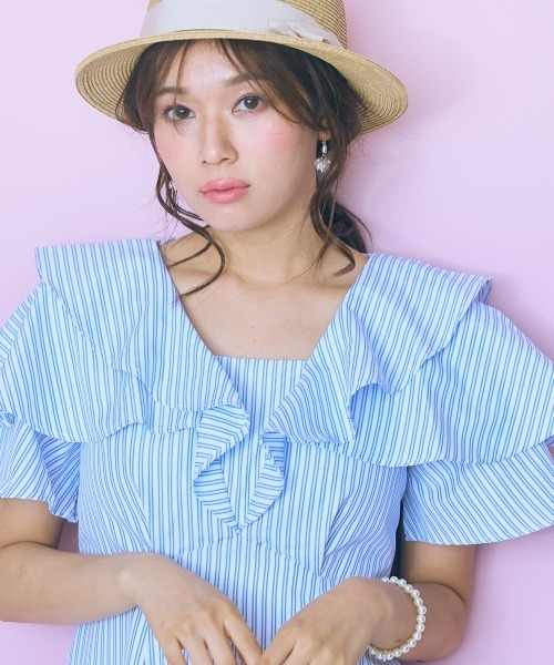 marun(マルン)の「<大きいサイズ>フリルデザインストライプワンピース marun(ワンピース・レディース・ブルー/ネイビー・4L/5L/L/LL/3L)」の18枚目の写真
