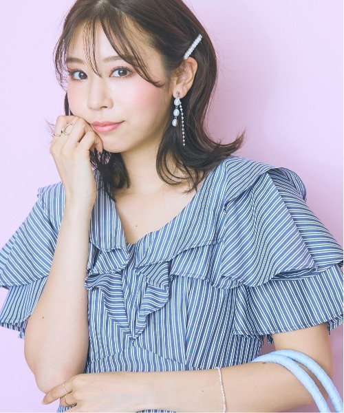 marun(マルン)の「<大きいサイズ>フリルデザインストライプワンピース marun(ワンピース・レディース・ブルー/ネイビー・4L/5L/L/LL/3L)」の8枚目の写真