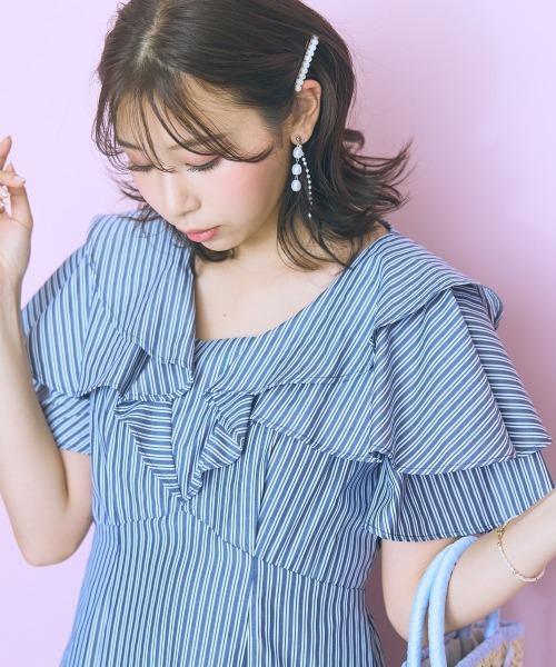 marun(マルン)の「<大きいサイズ>フリルデザインストライプワンピース marun(ワンピース・レディース・ブルー/ネイビー・4L/5L/L/LL/3L)」の22枚目の写真