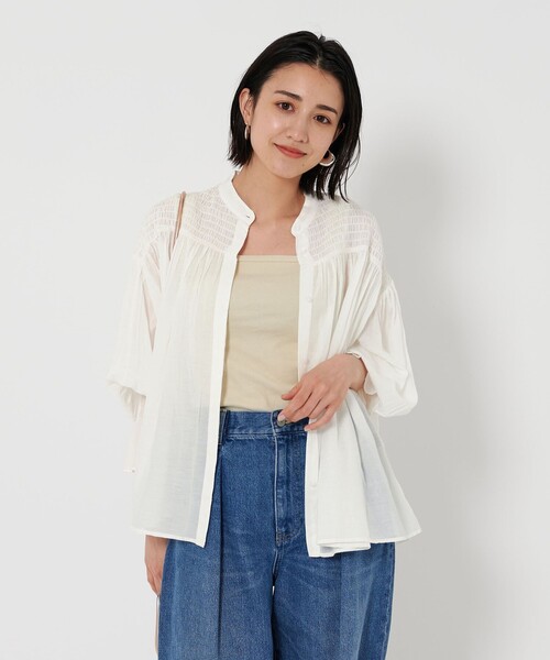 BEAUTY&YOUTH UNITED ARROWS(ビューティーアンドユースユナイテッドアローズ)の「【WEB限定】コットンレーヨン シャーリングブラウスⅡ -ウォッシャブル-(シャツ/ブラウス・レディース・ライラック/ブラック/ホワイト/ライトブルー・FREE)」の14枚目の写真
