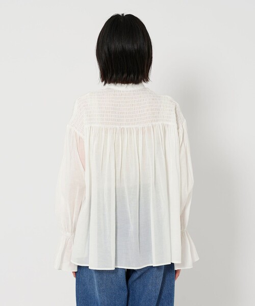 セール】【WEB限定】コットンレーヨン シャーリングブラウスⅡ