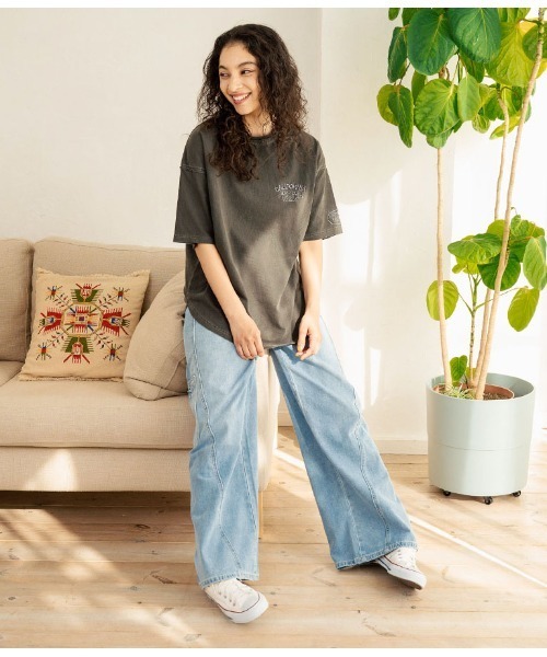 anap mimpi（アナップミンピ）の「ピグメント加工 カットオフ CALIFORNIA ロゴ Tシャツ（Tシャツ/カットソー・レディース・ブラック/グリーン/イエロー・FREE）」の10枚目の写真