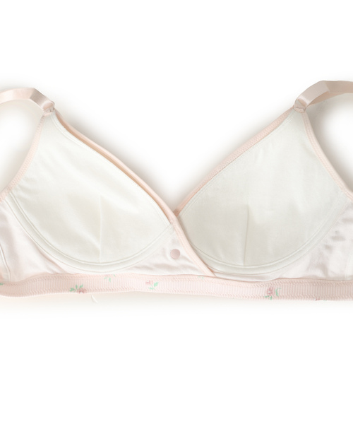 Rosemadame(ローズマダム)の「ストレッチリブ 小花柄クロスオープン授乳ブラ(マタニティブラジャー/フラワープリント/ノンワイヤー/肩紐調節可/産前・産後対応)(マタニティウェア/グッズ・レディース・ピンク/ラベンダー/アイボリー・M/L)」の6枚目の写真