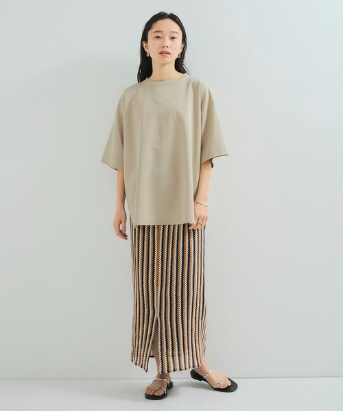 le cercle ADAM ET ROPE'(ルセルクルアダムエロペ)の「【UVケア/接触冷感】ビッグTシャツ(Tシャツ/カットソー・レディース・サックスブルー/グリーン系その他/ベージュ系その他/チャコールグレー・FREE)」の9枚目の写真