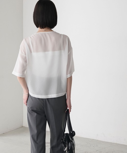 forksy.(フォルクシー)の「【forksy.】シアー シャーリング 半袖Tシャツ(Tシャツ/カットソー・レディース・ブラック/ライトブルー/オフホワイト・FREE)」の9枚目の写真