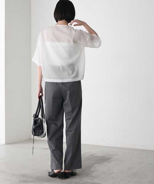 forksy.(フォルクシー)の「【forksy.】シアー シャーリング 半袖Tシャツ(Tシャツ/カットソー・レディース・ブラック/ライトブルー/オフホワイト・FREE)」の12枚目の写真