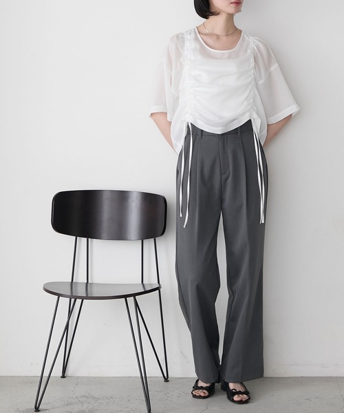 forksy.(フォルクシー)の「【forksy.】シアー シャーリング 半袖Tシャツ(Tシャツ/カットソー・レディース・ブラック/ライトブルー/オフホワイト・FREE)」の13枚目の写真