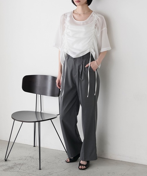 forksy.(フォルクシー)の「【forksy.】シアー シャーリング 半袖Tシャツ(Tシャツ/カットソー・レディース・ブラック/ライトブルー/オフホワイト・FREE)」の14枚目の写真