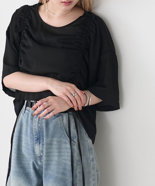 forksy.(フォルクシー)の「【forksy.】シアー シャーリング 半袖Tシャツ(Tシャツ/カットソー・レディース・ブラック/ライトブルー/オフホワイト・FREE)」の15枚目の写真