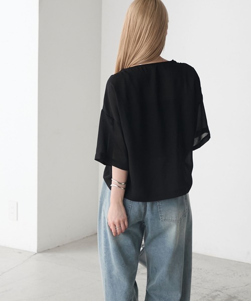 forksy.(フォルクシー)の「【forksy.】シアー シャーリング 半袖Tシャツ(Tシャツ/カットソー・レディース・ブラック/ライトブルー/オフホワイト・FREE)」の20枚目の写真