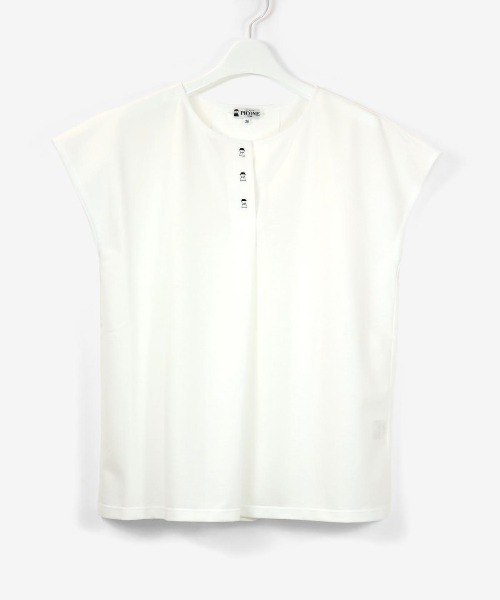 STUDIO PICONE(スタジオピッコーネ)の「コットン混冷感プルオーバー(Tシャツ/カットソー・レディース・ブラウン/ホワイト/ブラック/ブルー・LL/M/L)」の2枚目の写真