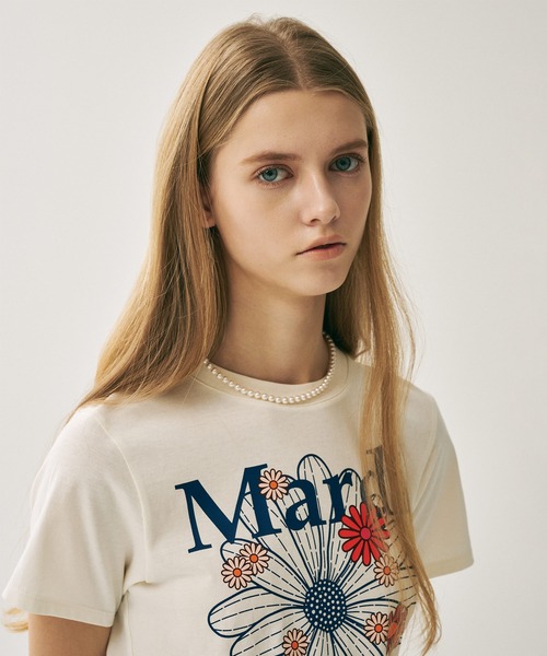 Mardi Mercredi(マルディメクルディ)の「SLIM TSHIRT FLOWERMARDI BLOSSOM / スリム Tシャツ フラワーマルディ ブロッサム(Tシャツ/カットソー・レディース・ベージュ系その他2/オートミール/ネイビー/クリーム/グレー・FREE)」の17枚目の写真