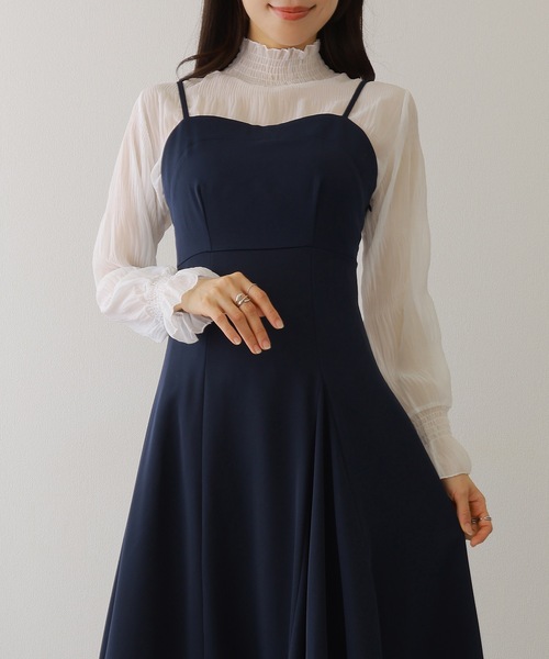 Lace Ladies（レースレディース）の「バック シャーリング キャミソール マキシ ワンピース（ワンピース・レディース・ネイビー/チャコールグレー/アイボリー/ブラック・FREE/S）」の4枚目の写真