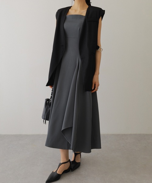 Lace Ladies（レースレディース）の「バック シャーリング キャミソール マキシ ワンピース（ワンピース・レディース・ネイビー/チャコールグレー/アイボリー/ブラック・FREE/S）」の5枚目の写真