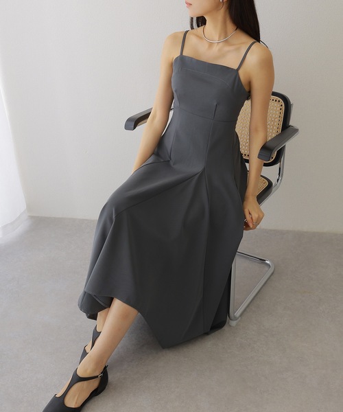 Lace Ladies（レースレディース）の「バック シャーリング キャミソール マキシ ワンピース（ワンピース・レディース・ネイビー/チャコールグレー/アイボリー/ブラック・FREE/S）」の8枚目の写真